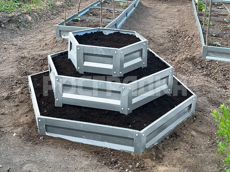 Клумба шестигранная 3 яруса цинк